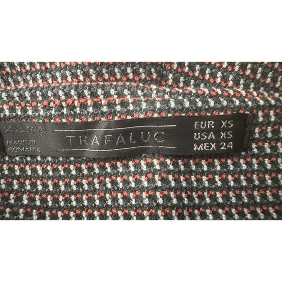 Zara Trafaluc XS Houndstooth Flared Skirt Black/Olive/Melon Wool Blend - Picture 3 of 11